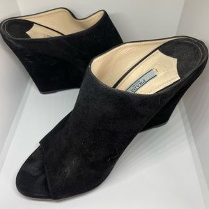 BLACK SUEDE PRADA WEDGE HEELS